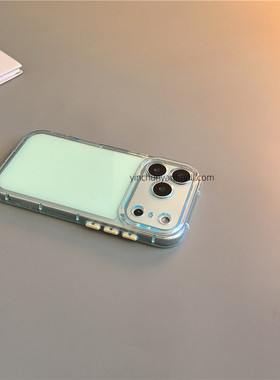 绿色果冻适用苹果17手机壳透明硅胶17Promax磨砂15pro简约16高级感iPhone15防摔14新款全包16pro男女超好看