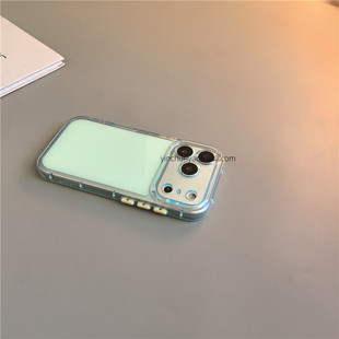 绿色果冻适用苹果17手机壳透明硅胶17Promax磨砂15pro简约16高级感iPhone15防摔14新款全包16pro男女超好看