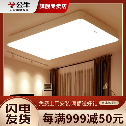 公牛照明led吸顶灯现代简约长方形客厅2024年新款旗舰店灯具纯晖