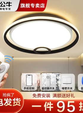 公牛led圆形卧室灯2025年新款创意简约现代吸顶灯旗舰灯具X36