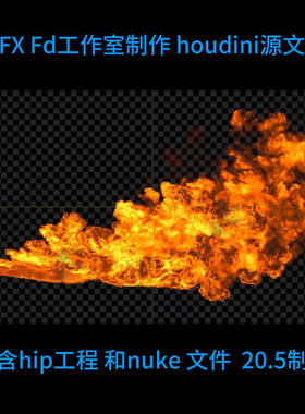 houdini 火焰喷射pyro hip阿诺德渲染 自动发货