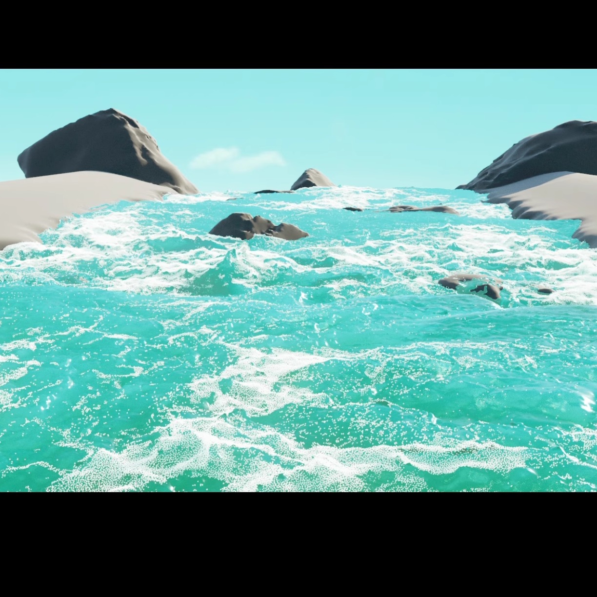 houdini20写实唯美河道瀑布解算渲染工程 不使用任何插件 xpu渲染