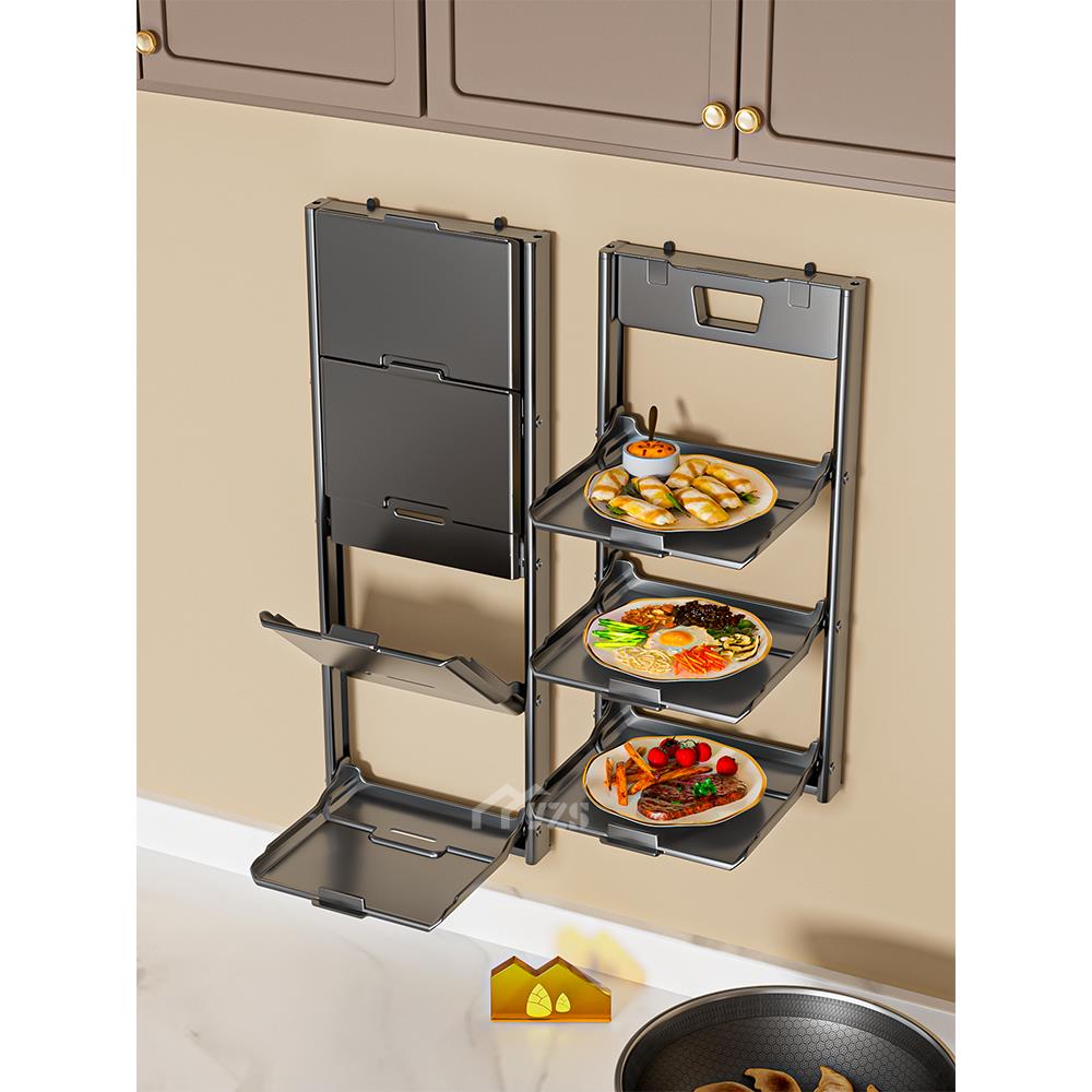 折叠备菜置物架厨房配菜壁挂多层配菜盘家用备餐多功能菜盘收纳架