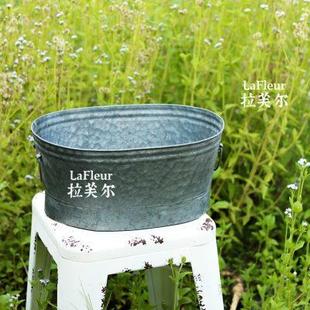 艺术复古做旧家居装 复古铁皮桶花桶 饰花瓶花盆花器杂货花园