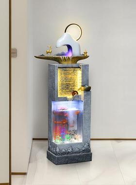 简约鱼缸流水摆件现代客厅电视柜旁落地室内假山喷泉居家开业装饰