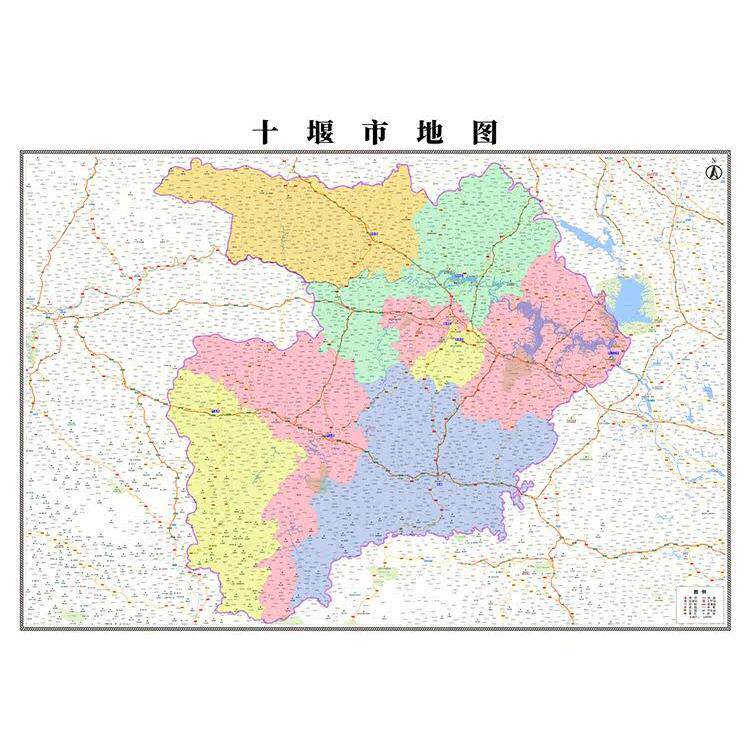 新款十堰市地图办公室挂图高清超大尺寸城区图可定制电子版可装裱