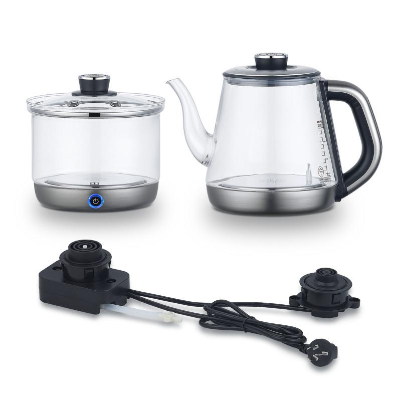 自动上水电热水壶双孔岩板茶桌暗装内嵌入式茶台隔空烧水茶炉套装