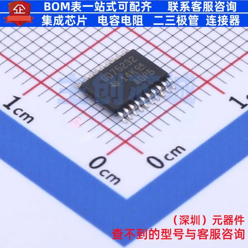 RS232芯片 GD75232PWR TSSOP-20 TI/德州 电子元器件配单全新原装