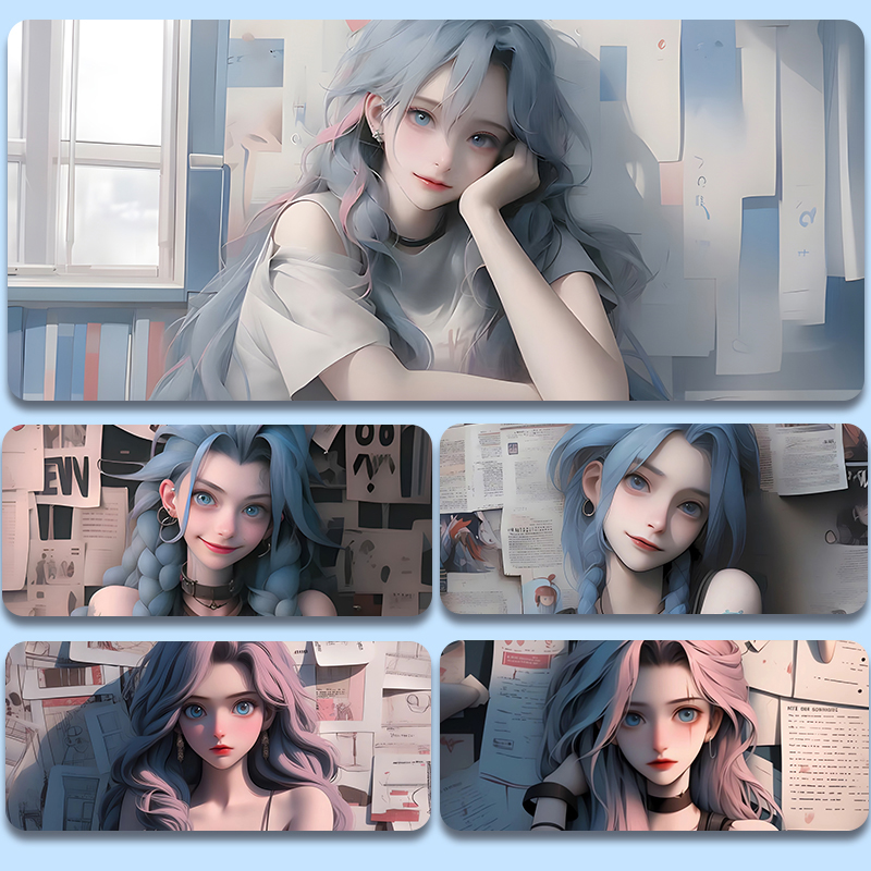 英雄联盟超大号鼠标垫金克丝加厚LOL电竞游戏办公胶电脑滑鼠桌垫