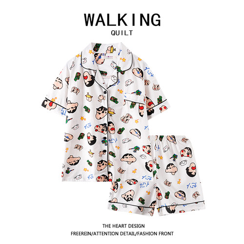 日系蜡笔小新睡衣女夏季短袖短裤