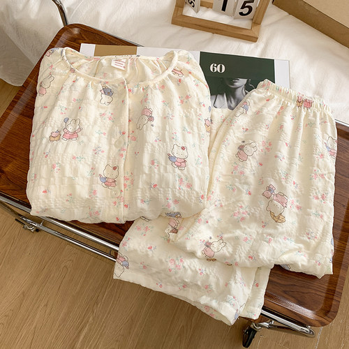 云朵棉卡通kitty带胸垫睡衣女