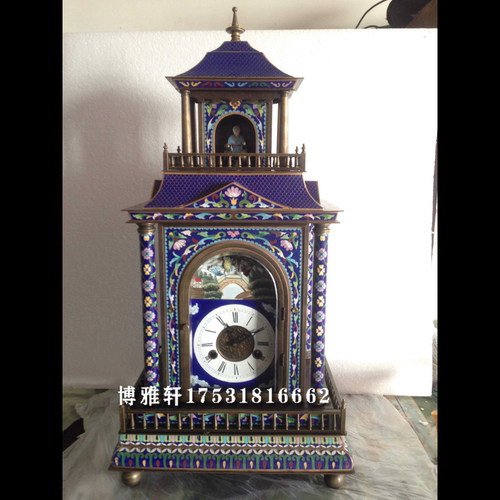 钟表景泰蓝纯铜和尚敲钟转八仙座钟仿故宫博物院收藏古董台钟趣味