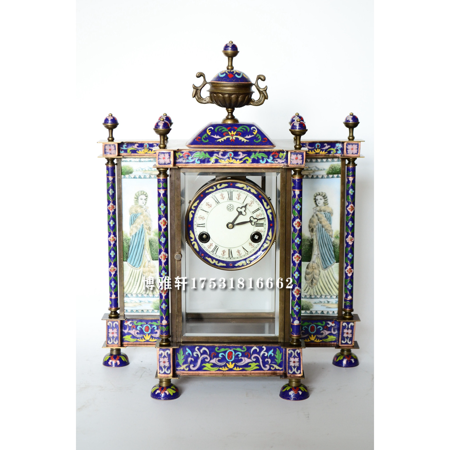 景泰蓝欧式古典座钟仿古董法国回流老式发条机械台钟样板间壁炉钟