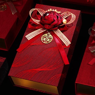 高奢新品红包盒结婚喜字利事封闺蜜随礼布艺红包份子钱万元礼盒