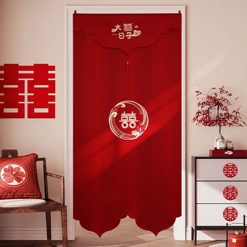 卧室房门门帘结婚专用免打孔装饰