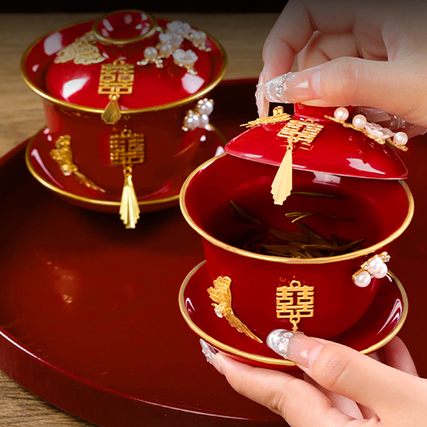 敬茶杯结婚专用一对改口杯喜碗筷