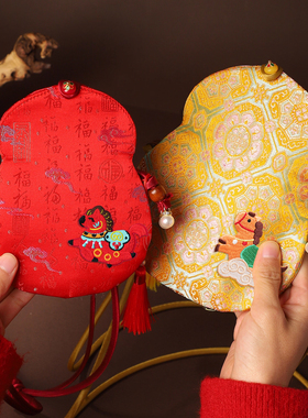 新中式国风儿童宋锦葫芦包古风刺绣汉服斜挎包压岁钱包包手机包