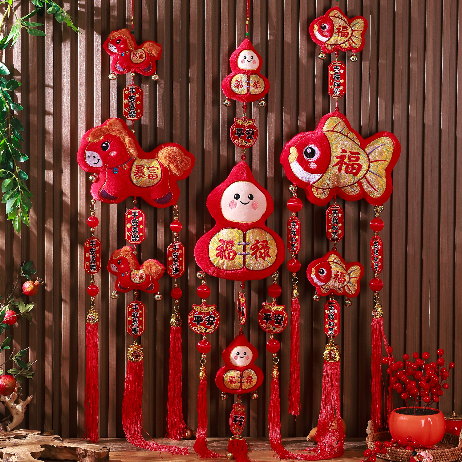 2026马年新款毛绒福字大挂件新年装饰客厅春节过年电视背景墙挂饰,节庆用品/礼品,挂饰/生肖挂饰,淘宝优惠券,粉丝福利购,淘宝优惠卷