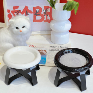 浅口猫碗宠物碗陶瓷碗猫大口径冻干狗狗奶水碗增高架护颈防黑下巴