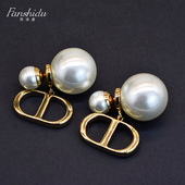 复古D家珍珠CD耳环2025年新款 潮小香风纯银耳钉高级感轻奢耳饰女