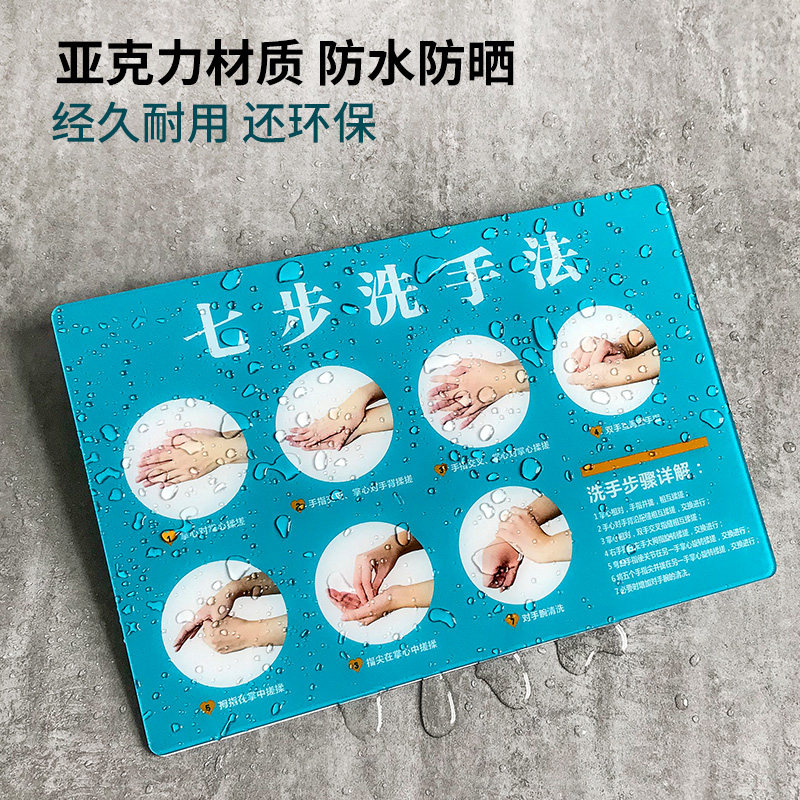 七步洗手法墙贴手术室卫生间水池亚克力指示牌标示创意墙贴宣传海报图