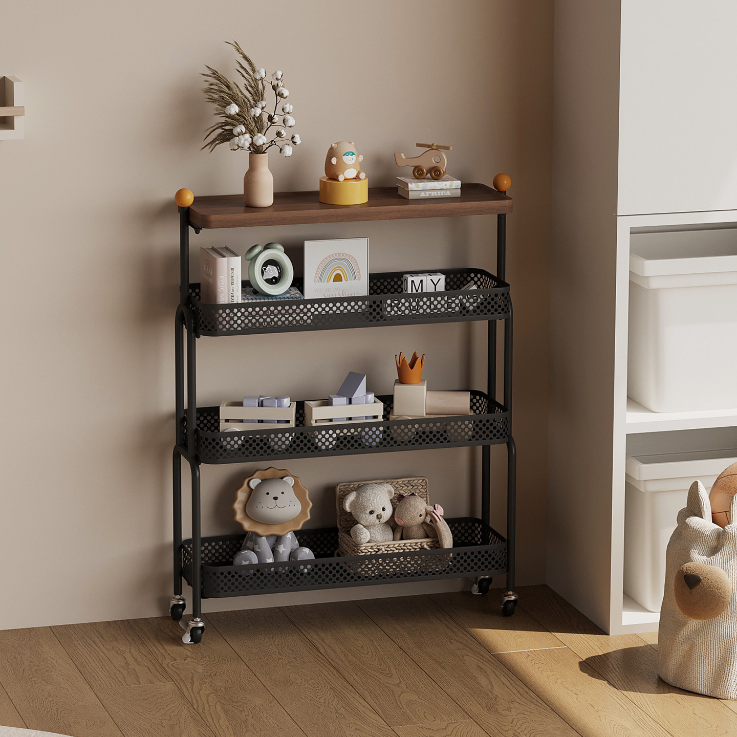 可移动窄缝置物架家用儿童卧室床边创意铁艺不占地书本玩具收纳架,住宅家具,搁板/置物架/家用陈列架,淘宝优惠券,粉丝福利购,淘宝优惠卷