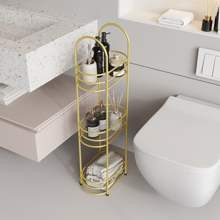 卫生间窄缝收纳架浴室置物架厕所免打孔三层落地卫生纸收纳架子