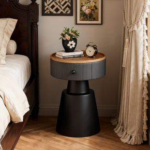 中古风床头柜家用卧室床边柜轻奢高级感带抽屉储物柜床头收纳柜子