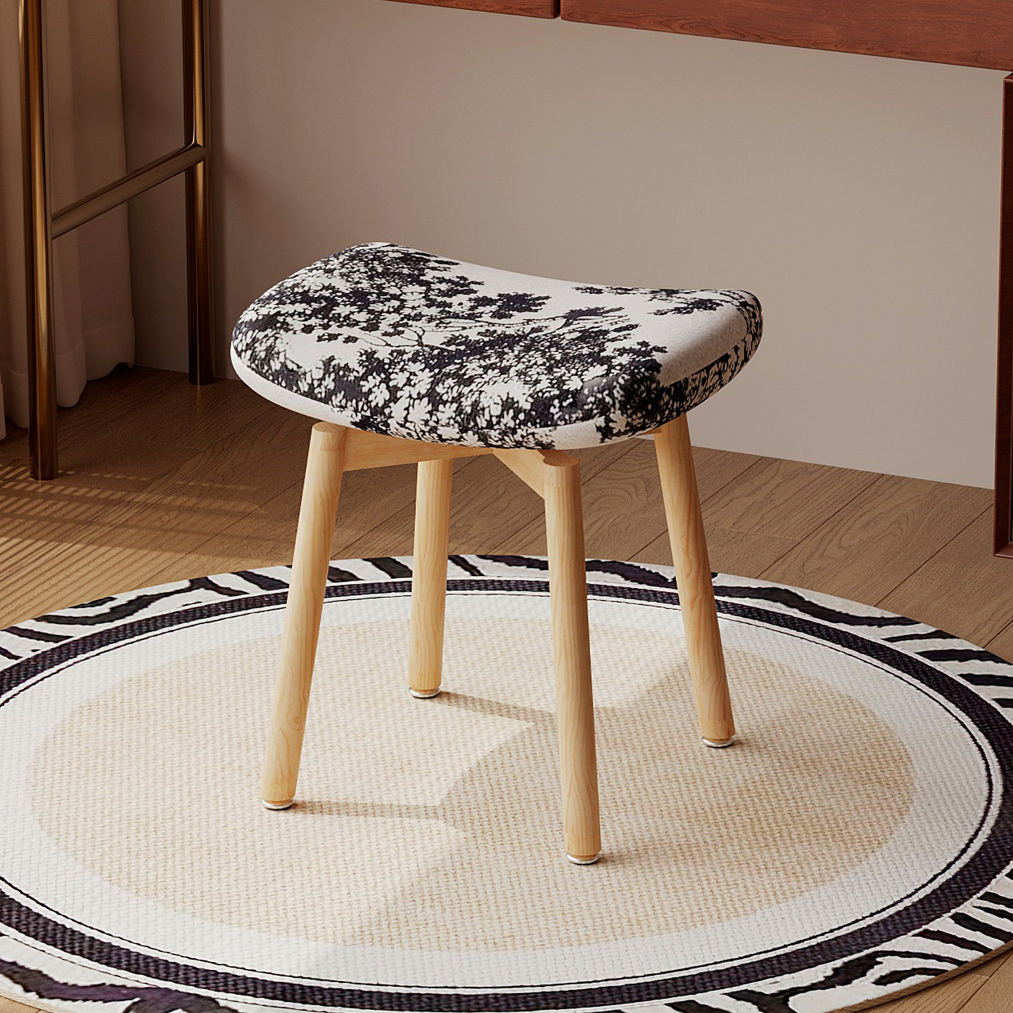 祖赛复古实木可旋转高级感凳子