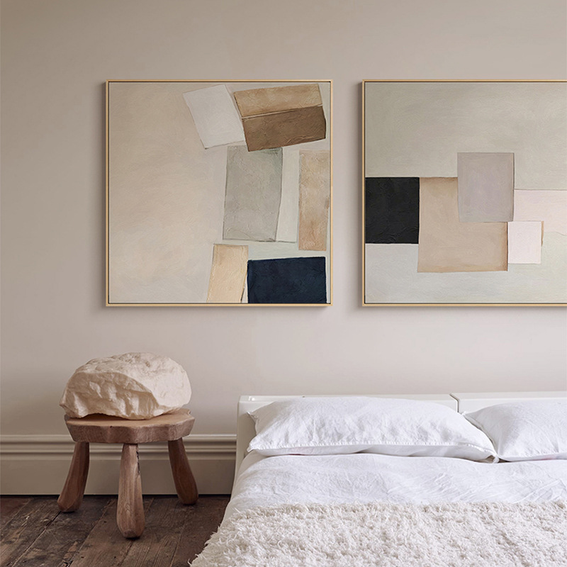 与时舒卷 侘寂风现代抽象色块挂画客厅装饰画北欧简约卧室壁画图片