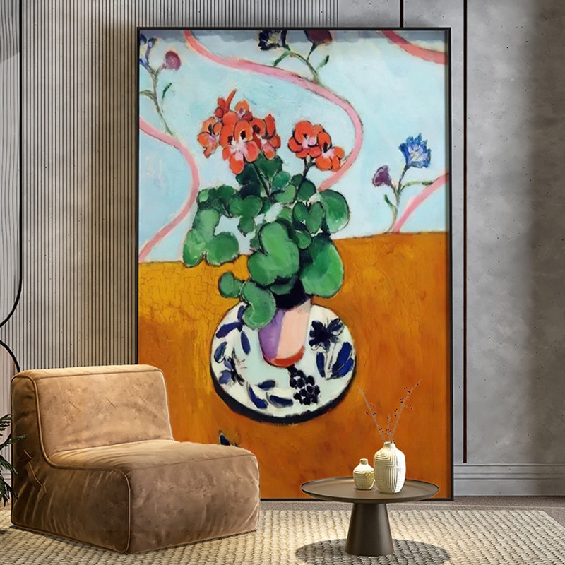 简约现代美式复古植物花朵客厅玄关装饰画卧室背景墙壁画竖版挂画图片