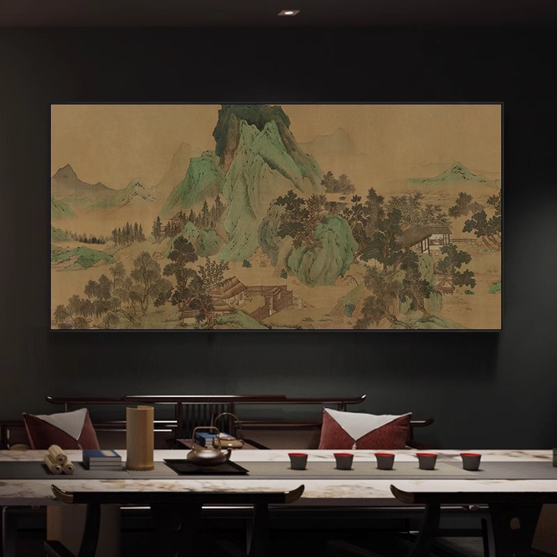 新中式客厅沙发背景装饰画酒店别墅山水风景民宿宋代美学大气挂画图片