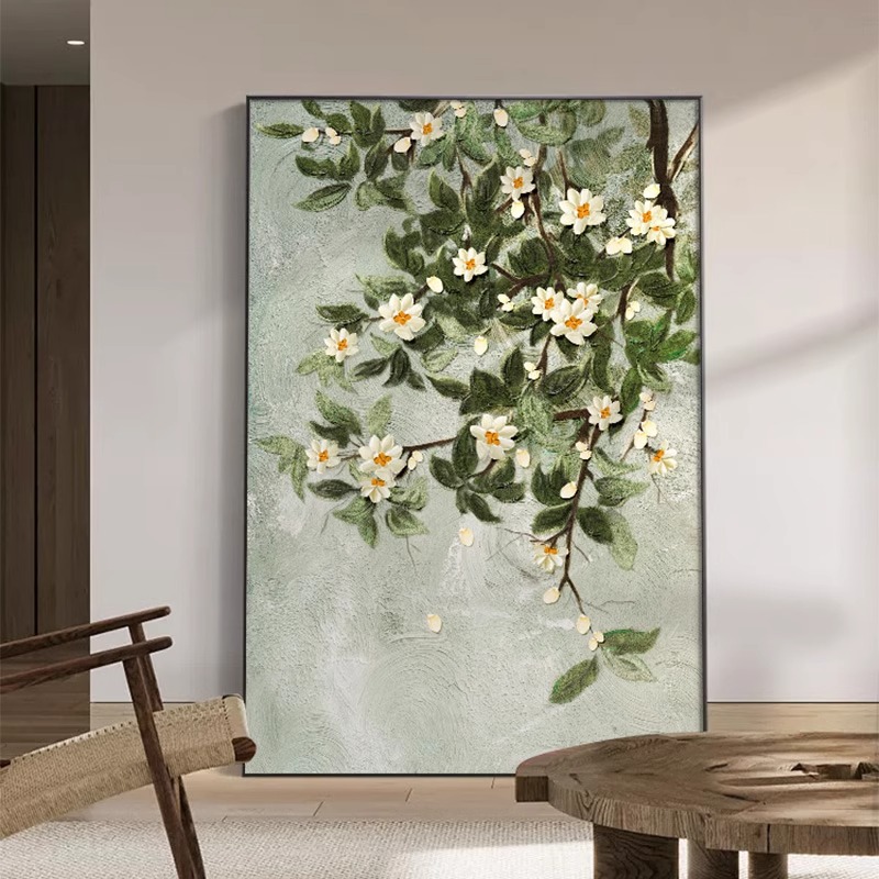 桂花客厅装饰画大芬村沙发背景墙植物花卉落地画玄关走廊过道挂画图片