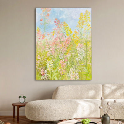 北欧田园风手绘油画奶油风抽象花卉装饰画客厅玄关丙烯肌理画挂画图片