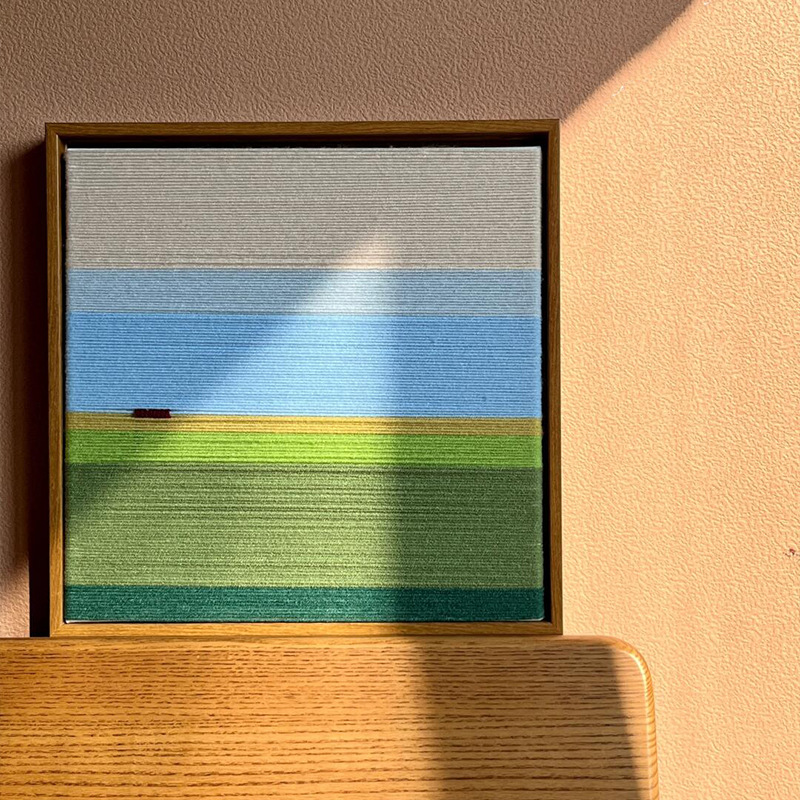 莫兰迪色大海建筑风景客厅装饰画抽象小众艺术油画玄关走廊壁挂画图片