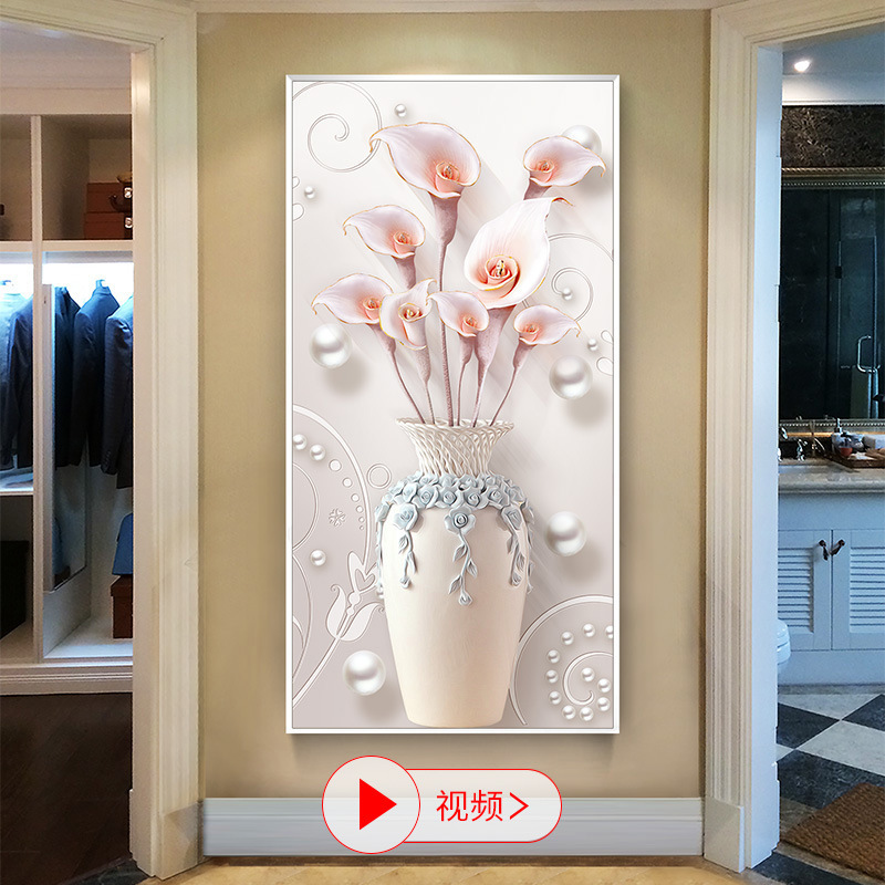 装饰画新中式挂画餐厅壁画现代简约玄关卧室酒店宾馆烤瓷晶瓷画图片