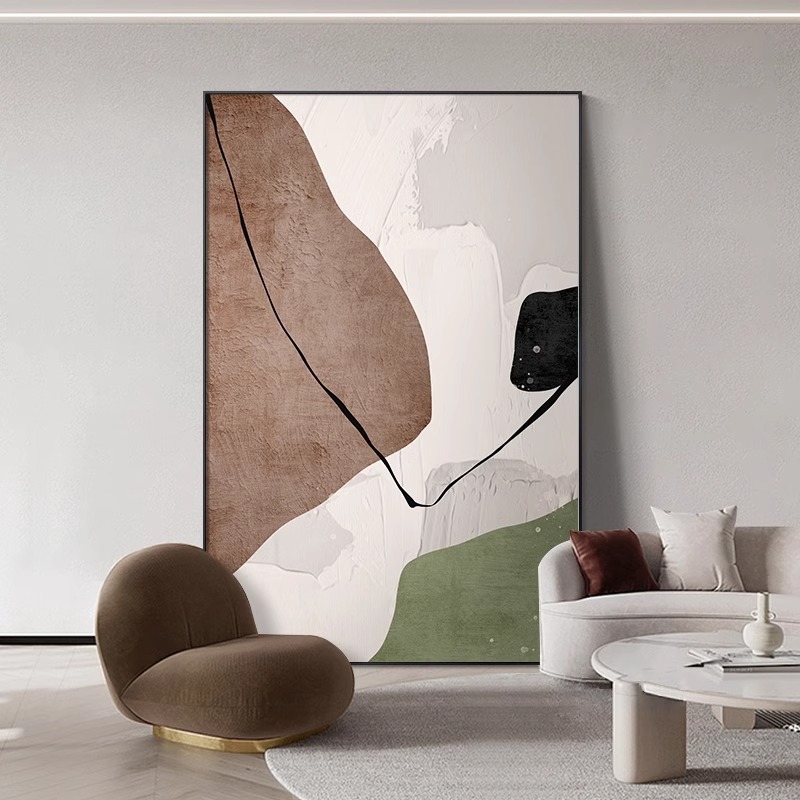 侘寂风客厅装饰画现代简约沙发背景墙落地画高级感抽象玄关挂画
