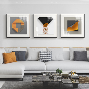 饰画正方形挂画三联壁画现代风格 客厅装 酒店民宿画 简约风格 幻言