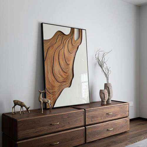 现代轻奢玄关装饰画抽象立体感木纹走廊过道挂画客厅沙发背景墙画