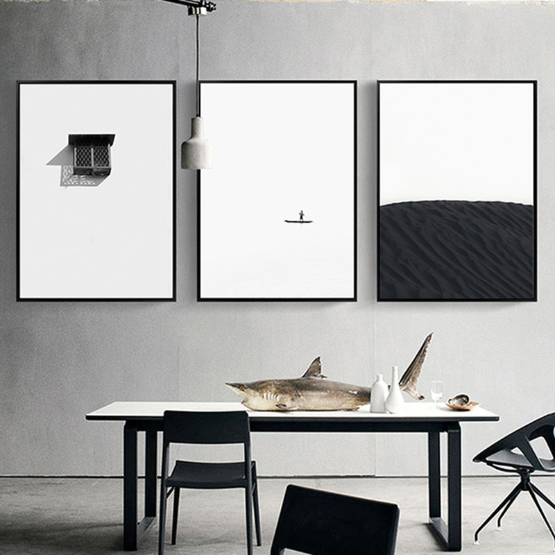 北欧风格工业风装饰画极简组合客厅沙发背景墙挂画样板间建筑简约图片