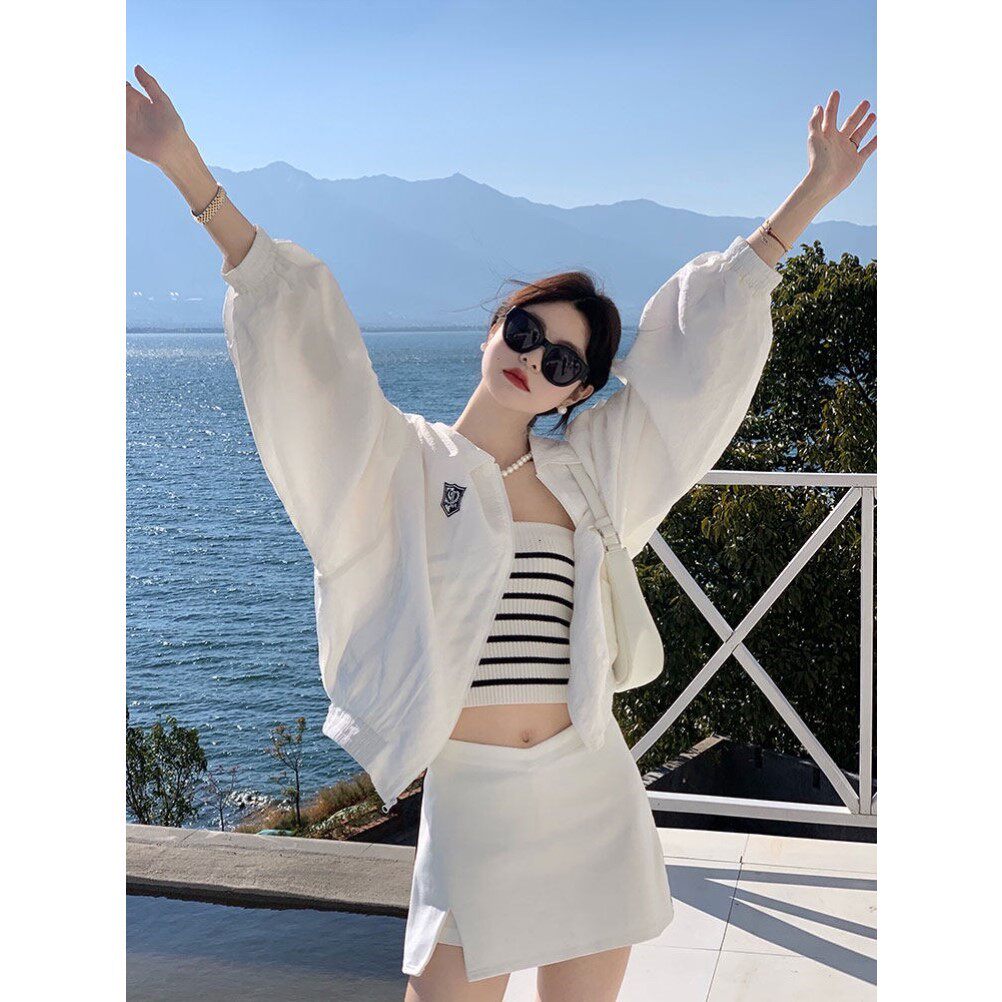 白色防晒外套女2025夏季薄款休闲运动防晒衣小个子洋气防晒服上衣