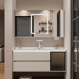 风水镜浴室柜陶瓷一体盆67/77CM87公分97/107厘米117CM洗脸盆定制