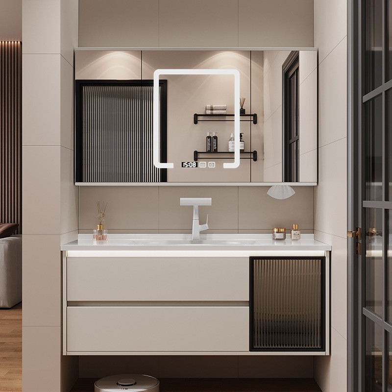 风水镜浴室柜陶瓷一体盆64/74CM84公分94/104厘米114CM洗脸盆定制