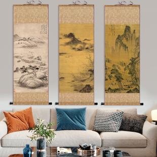 明代名画山水画书卷画绢画八山竹画绢画花鸟画