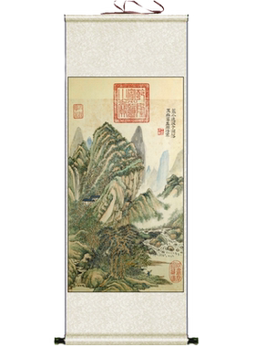 唐代杜甫高清微喷诗意图丝绸画