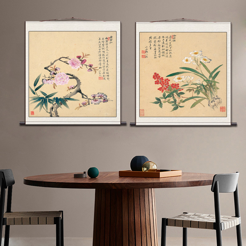 斗方花鸟画电表箱装饰画丝绸画绢画宣纸仿古画高清微喷挂画名家画