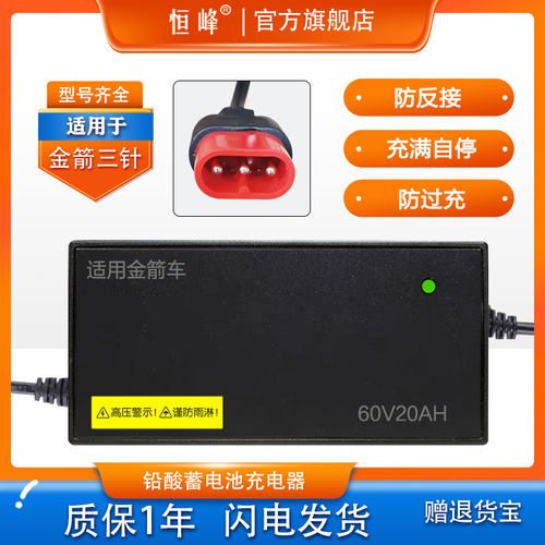 适用金箭车电动车充电器三针接口