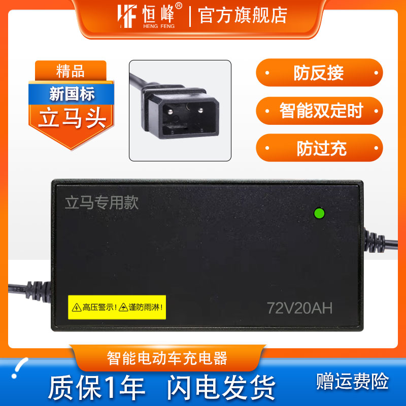 适配立马电动车充电器两孔反插48V12A60V20AH72V30A96V32原装接口