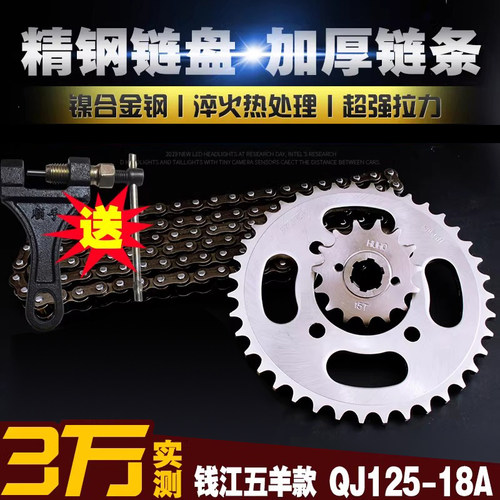 钱江QJ150链条链盘套链钱江五洋款QJ125-18A 提速大小飞齿轮链轮
