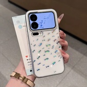 满屏炫彩小鱼儿手机壳苹果17Promax华为vivo玻璃彩金iPhone16pro小米15蓝色鎏金小鱼OPPO镭射渐变p高级感适配